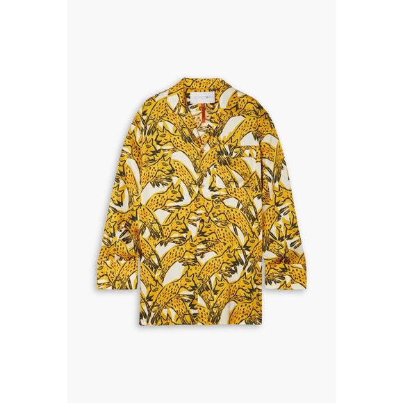 AZ Factory Thebe Magugu Amigos Jumping Printed Silk-twill Shirt - 2 - Yellow - Picture 1 of 4